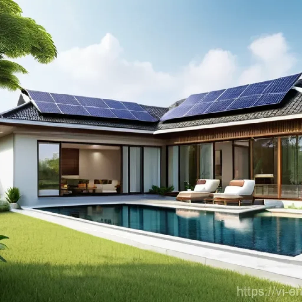 분산형 에너지 시스템과 스마트 홈의 관계 - **Prompt 1: Modern Vietnamese Smart Home with Sustainable Living Focus**
    A wide-angle, high-defi...