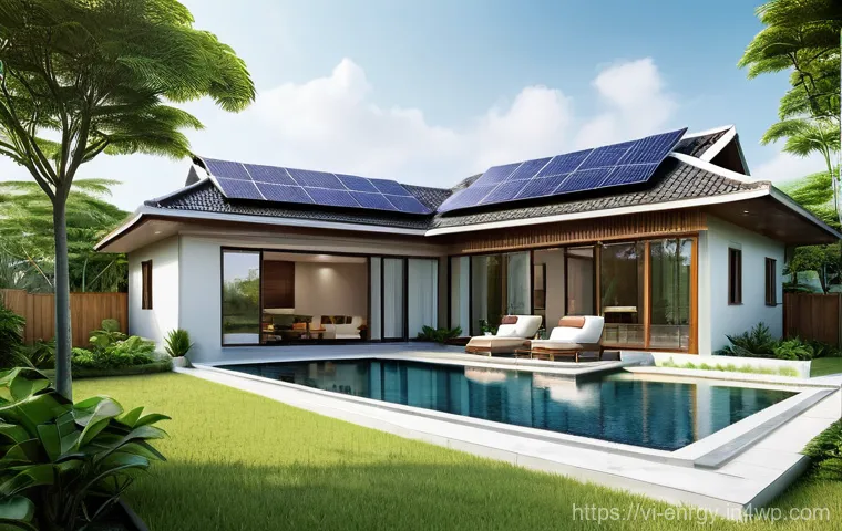 분산형 에너지 시스템과 스마트 홈의 관계 - **Prompt 1: Modern Vietnamese Smart Home with Sustainable Living Focus**
    A wide-angle, high-defi...