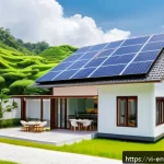 분산형 에너지 시스템에서의 인공지능 활용 가능성 - A modern Vietnamese solar-powered home equipped with AI technology, featuring rooftop solar panels c...