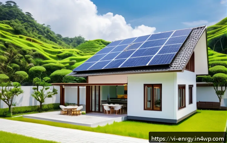 분산형 에너지 시스템에서의 인공지능 활용 가능성 - A modern Vietnamese solar-powered home equipped with AI technology, featuring rooftop solar panels c...