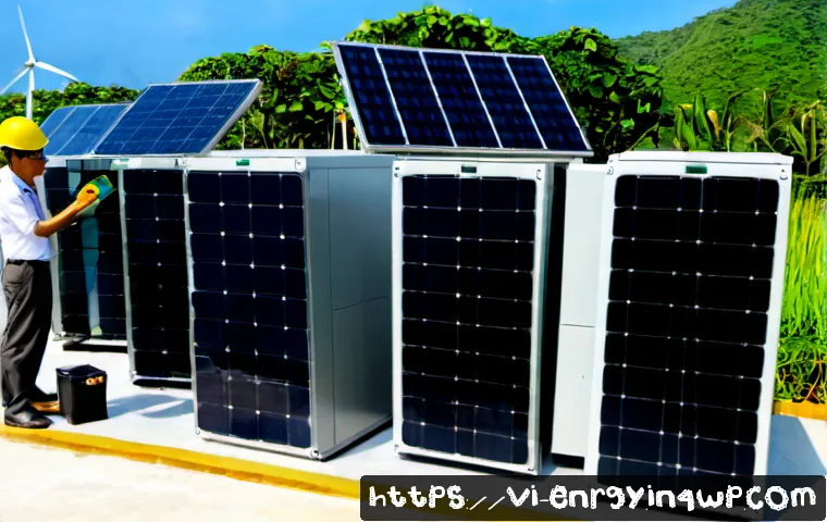 Home 17 분산형 에너지 시스템의 연구 개발 현황 - Photorealistic renewable energy research facility in Vietnam, Vietnamese engineers in safety helmets...